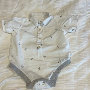 ME & HENRY | short sleeve collared nautical anchor onesie | 18-24 months